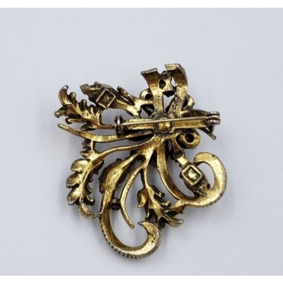 Vintage Signed Coro Flower Brooch Pink Gold Tone - Picture 8 of 14